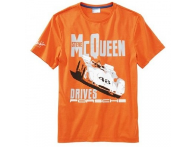 Мужская футболка Porsche Men’s “car” T-shirt – Steve McQueen™, артикул WAP81500S0E от VAG Мужская футболка Porsche Men’s “car” T-shirt – Steve McQueen™, артикул WAP81500S0E